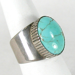 Authentic Native American Turquoise bracelet and Ring set by Navajo artisan Eugene Belone
