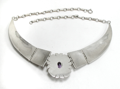 Authentic Native American Sterling Silver and 12K gold filled amethyst necklace and earrings set by Navajo artisan Edison Etsitty