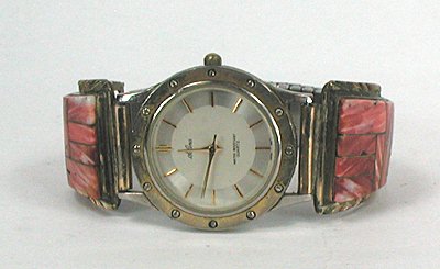 Vintage Native American watch  spiny oyster inlay