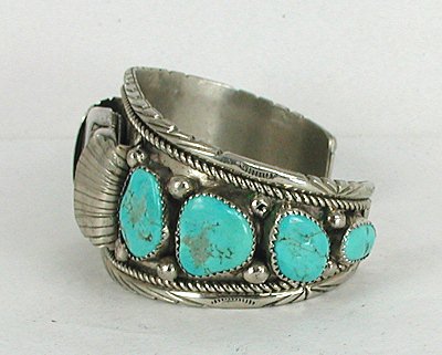 Vintage Sterling Silver and Turquoise watch cuff