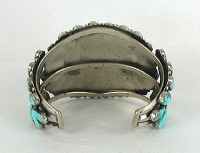 Vintage Turquoise petit point and sterling silver watch cuff