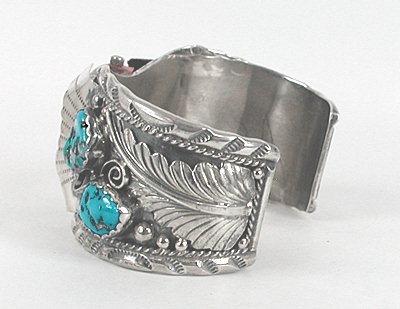 Authentic Vintage NOS Native American sterling silver and turquoise watch cuff