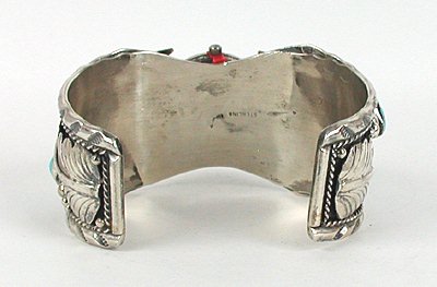 Authentic Vintage NOS Native American sterling silver and turquoise watch cuff