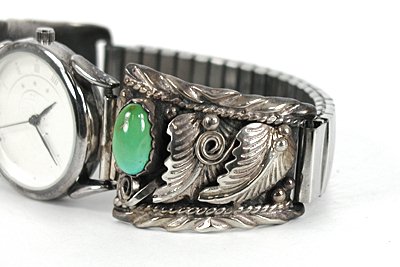 Vintage NOS sterling silver and turquoisey watch tips