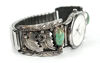 Vintage NOS sterling silver and turquoisey watch tips