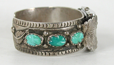Authentic Native American Turquoise sterling silver watch cuff 6 7/8 inches by Navajo Sam Piaso