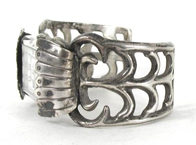 vintage cast sterling silvel watch cuff 7 inch 