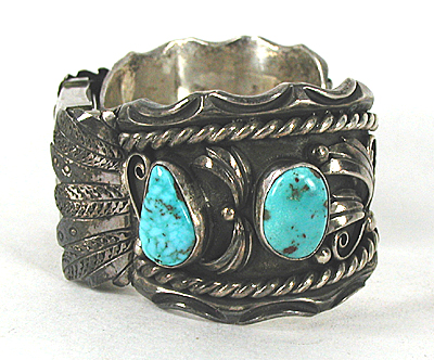 Sterling silver, turquoise watch cuff 7 inch 