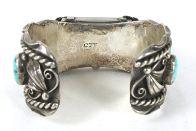 Sterling silver, turquoise watch cuff 7 inch 