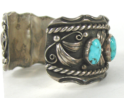 Sterling silver, turquoise watch cuff 7 inch 