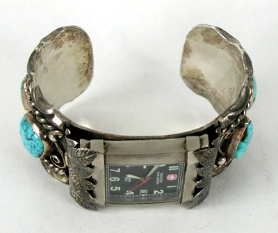 Sterling silver, turquoise watch cuff 7 inch 