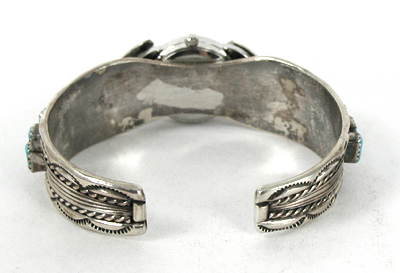 Authentic Native American Turquoise sterling silver watch cuff 7 1/8 inches by Navajo Tommy Tso