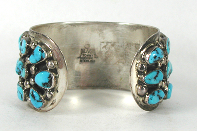 Authentic Native American Turquoise sterling silver watch cuff 6 5/8 inches by Navajo Tommy Moore