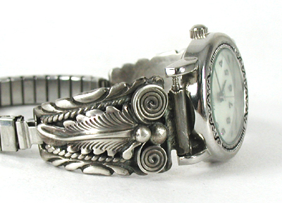 sterling silver watch tips with expansion band and timepiece