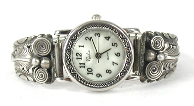 sterling silver watch tips with expansion band and timepiece