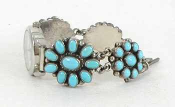 authentic Native American ladies watch with Turquoise clusters by Navajo silversmith LaRose Ganadonegro