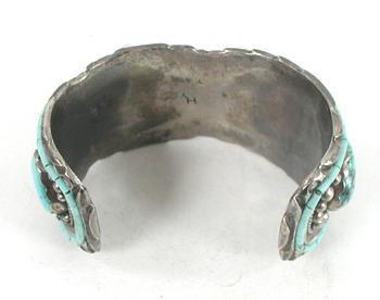 authentic Native American sterling silver and turquoise Watch Cuff by Navajo silversmith Henry Yazzie