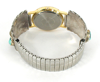 sterling silver and 12K gold-filled watch tips with turquoise stones