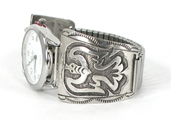 authentic Native American sterling silver overlay peyote bird watch tips by Navajo silversmith Harvey Austin Begay