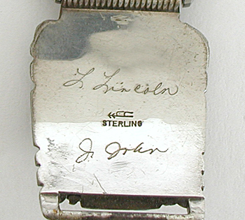 sterling silver turquoise and coral inlay watch tips with timepiece and expansion band by Navajo silversmith Herbert Hoskie