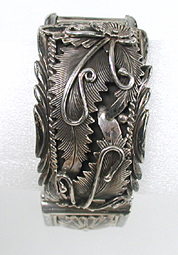 Authentic Native American Sterling Silver watch bracelet by Navajo silversmith Peterson Johnson