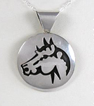 Authentic Native American Indian Jewelry, Navajo Sterling Silver horse head  pendant by Vernon Begay