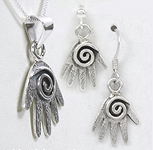 Sterling Silver Navajo mystic hand pendant earrings