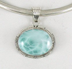 Native American Navajo Sterling Silver  Larimar pendant
