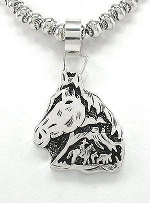 Native American Navajo  Sterling Silver Storyteller Horse Head pendant