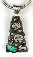 Navajo Sterling Silver Native American Symbols Pendant