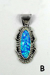 Native American Navajo  Sterling Silver Opal pendant