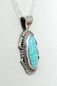 Native American Navajo  Sterling Silver Opal pendant