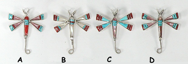 Native American Zuni inlay Dragonfly pendant