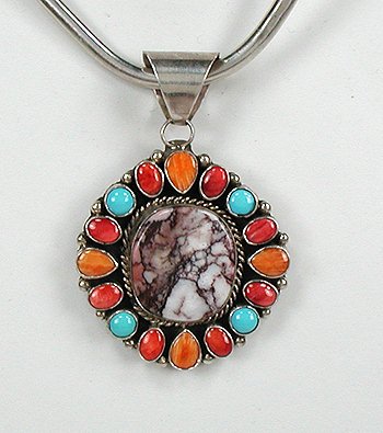Native American crazy horse jasper multi-stone  pendant