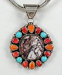 Native American crazy horse jasper multi-stone  pendant