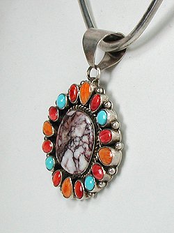 Native American crazy horse multi-stone  pendant