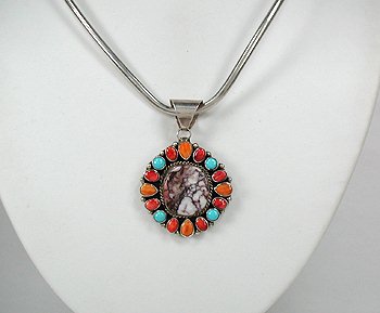 Native American crazy horse multi-stone  pendant