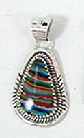 Sterling Silver Native American Navajo rainbow calsilica pendant