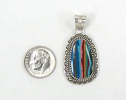 Native American Navajo rainbow calsilica  pendant