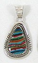 Sterling Silver Native American Navajo rainbow calsilica pendant