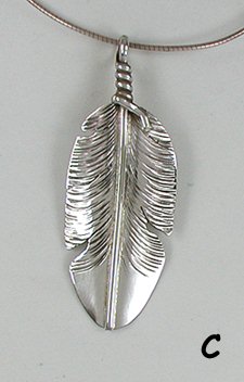 Authentic Native American sterling silver Feather Pendant
