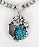 Navajo Sterling Silver Turquoise Bear Claw pendant