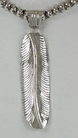 Native American Indian Jewelry; Navajo Sterling Silver feather Pendant
