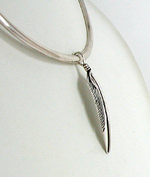 Authentic Navajo Sterling Silver Feather Pendant