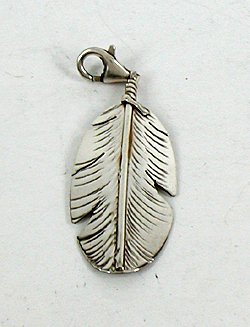 Authentic Navajo Sterling Silver Feather Zipper Pull Pendant