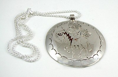 Authentic Native American Lakota Mitchell Zephier Chief Riding Horse pendant with 22-inch chain