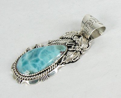 Authentic Navajo  Sterling Silver Larimar pendant