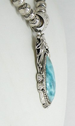 Authentic Navajo  Sterling Silver Larimar pendant