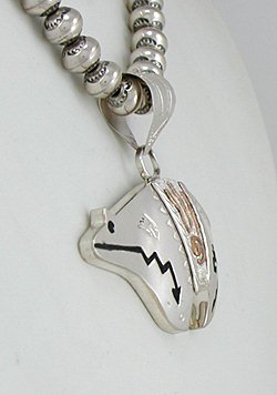 Authentic Native American Navajo  Sterling Silver and Gold Bear pendant