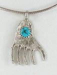 authentic Native American turquoise bear paw pendant